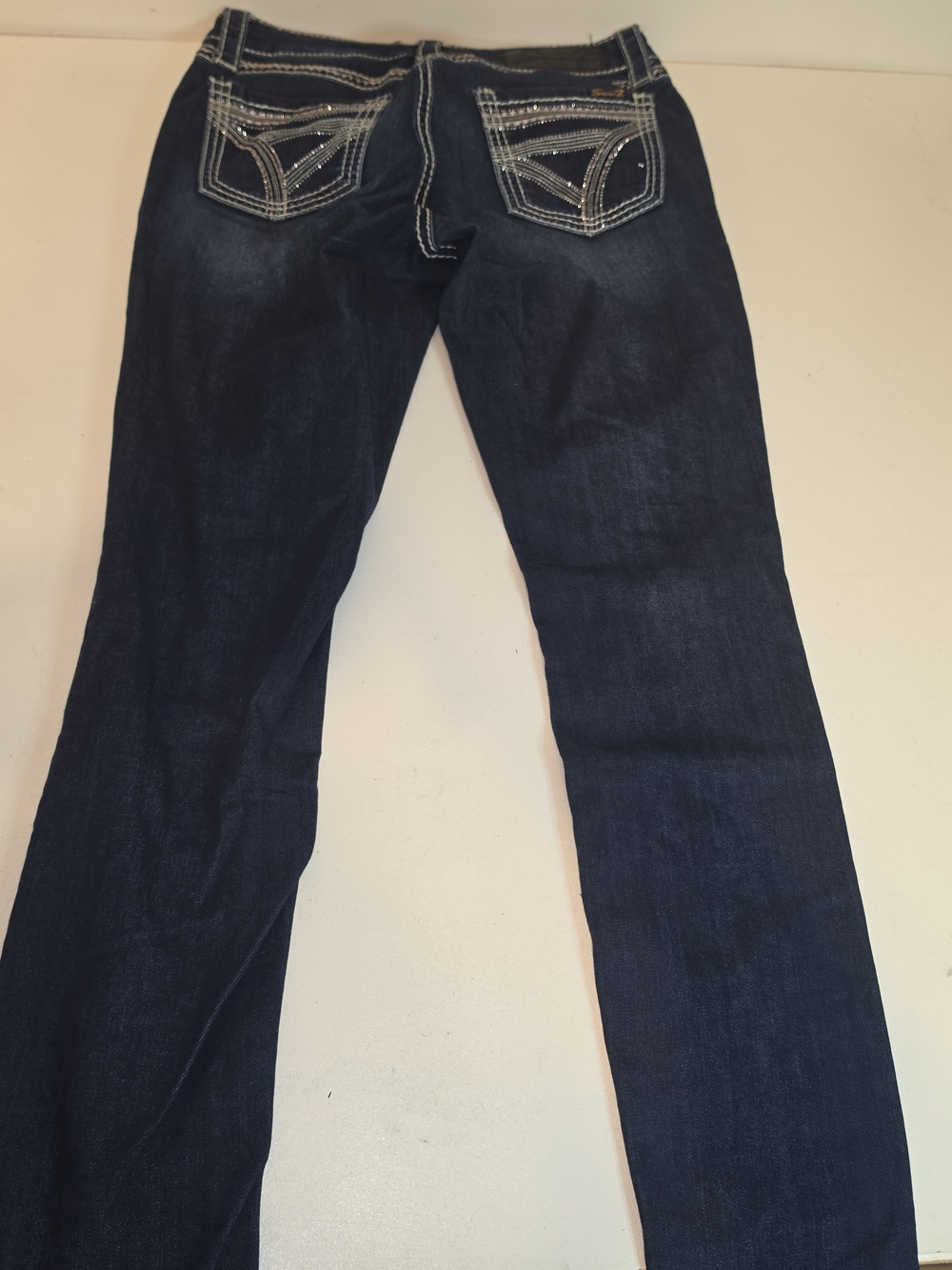 Seven7 Dark Blue Skinny Jeans with Embellished Back Pockets